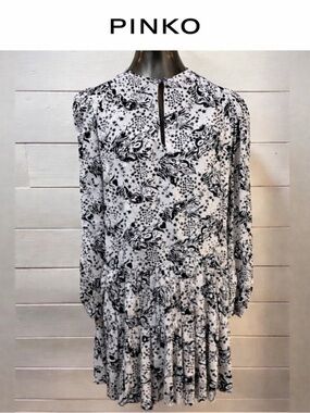 PINKO Black & White Printed Mini Dress – Size 6